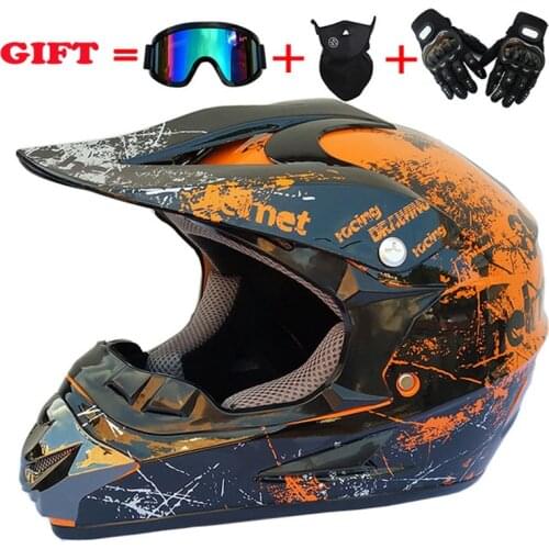 Send 3 pieces gift Off-road Motorcycle Helmet DOT Motocross Professional Motorbike Dirt Bike Full Face Moto Helm Casco
