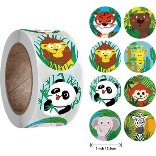 100-500pcs Funny Cartoon Animals Stickers for kids classic toys sticker School teacher reward sticker Gift Package Seal Labels
