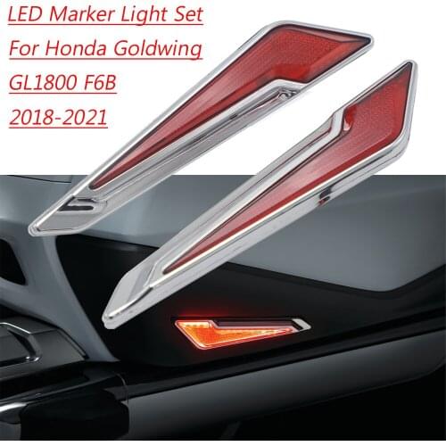 New LED Marker Light Set Red Lens Chrome For Honda Goldwing GL1800 F6B 2018 2019 2020 2021 Turn Signal Side Saddlebag Lnserts