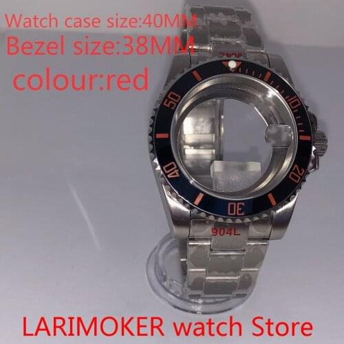 Suitable for NH35 NH36 Miyota 8215 40 mm sapphire glass 904L stainless steel case transparent back with bezel light red