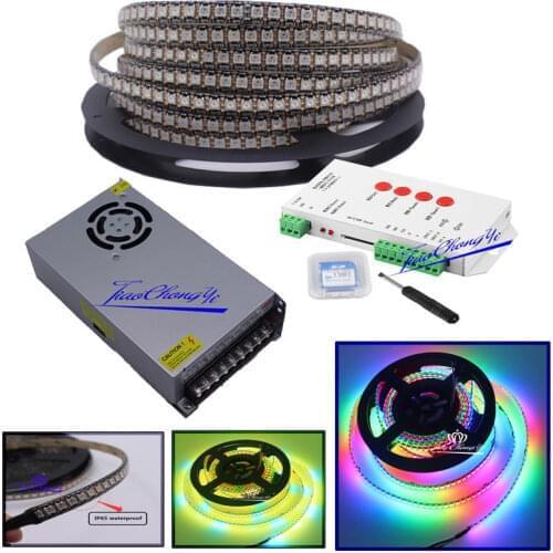 5M 720LED WS2812B 5V 5050 RGB Full color addressable andT1000S LED controller and 5V 60A ledpower