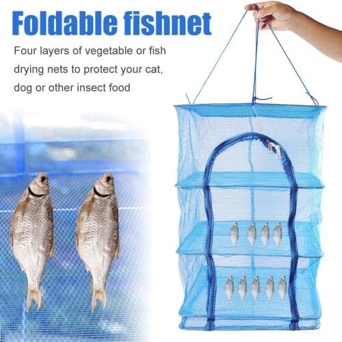 Durable Folding Hanging Net Foldable Fish 4 Layers Vegetable Dishes Dryer for Fish Man Outdoor Fishing Accessories