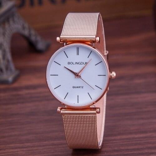 Relogio feminino Luxury Brand Geneva women watches Reloj mujer Fashion Rose Gold Metal Mesh Stainless Steel Dress Quartz Watch