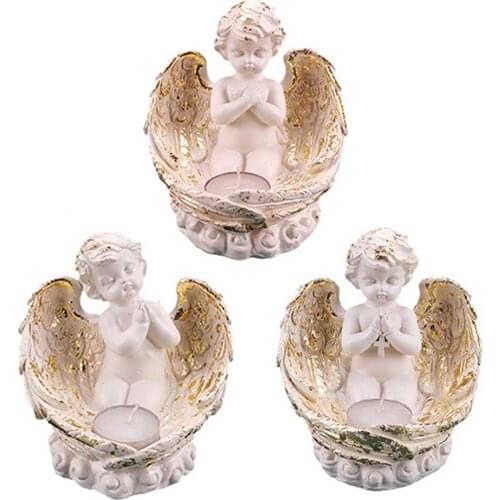 Resin Angel Figurines Candlestick Crafts Home Decor Angel Miniature Candle Holder Ornaments Wedding Gifts