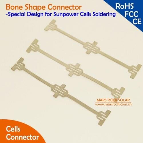 Dog bone connector for 5' 125x125mm highest efficiency solar cells without basbar soldering