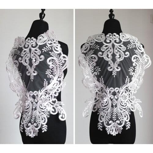 1pc 57X39cm Ivory Wedding Dress Back Piece Flower Lace Applique Lace Trim Patch Wedding Dress DIY Lace Accessorie BD0509