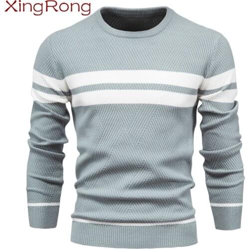 New spring mens sweater O-neck pullover patchwork long-sleeved bottoming slim sweater male casual fashion sweater male clothing