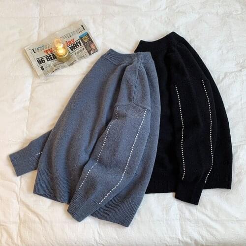 Loose Knitted Sweater For Men Thick O-neck Sweater Casual All-match Long Sleeve Pullover Tops Trend Male Clothes Autumn Winter