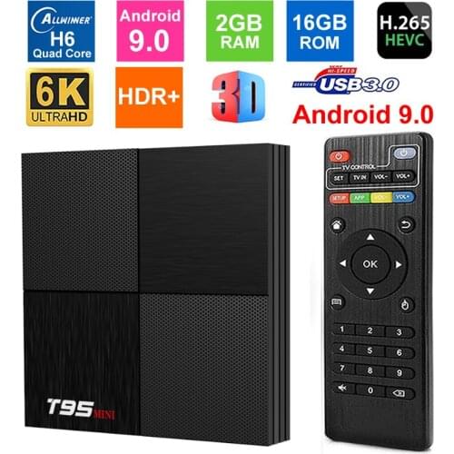 T95 MINI 6K Smart TV Box Android 9.0 Allwinner H6 Quad Core 2GB 16GB USB 3.0 WIFI 3D 6K UHD HDR Media player TV Set top box