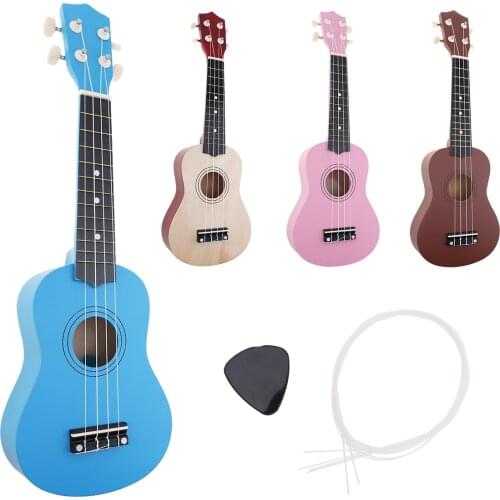 21 Inch Soprano Ukulele Beginners Children Christmas Gifts Hawaii Four String Guitar +String+Pick