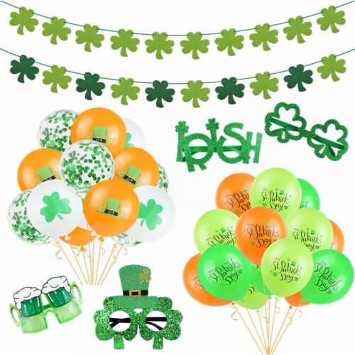 St. Patricks Day Party Decortions Irish Day Green Clover Banner Balloon Saint Patricks Irish Day Funny Photo Props Decor Supply