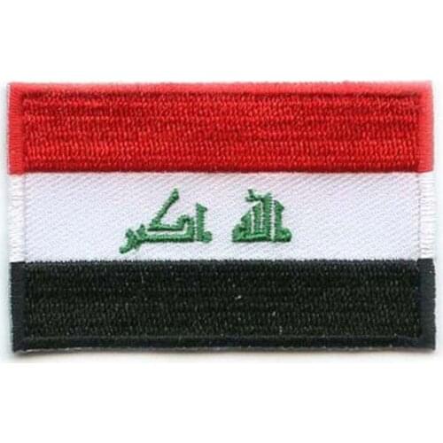 Irak Flag Embroidery Patch Made by Twill with Flat Broder and Iron On Backing free shipping by Post