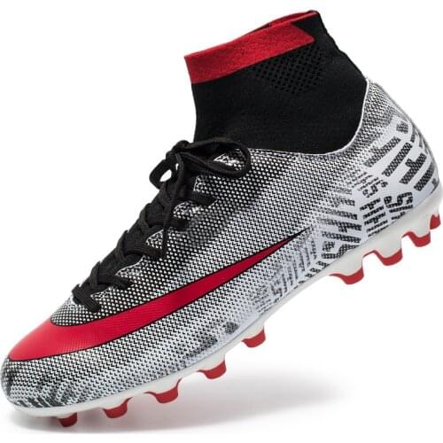 High Ankle Sport Sneakers Mens Indoor Kids Football Boots Turf Soccer Shoes Cleats Training De Futbol Socks Eur Size 35-45