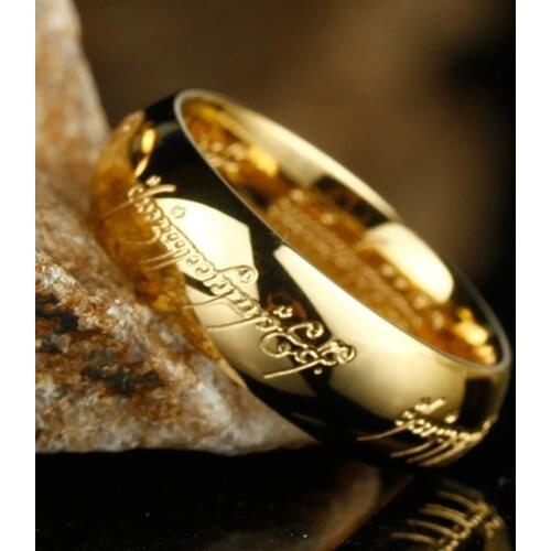 High Quality 18K Gold Color Rings Good Gift Yellow Gold One Ring Of Power Jewelry for Women Men Free Shipping