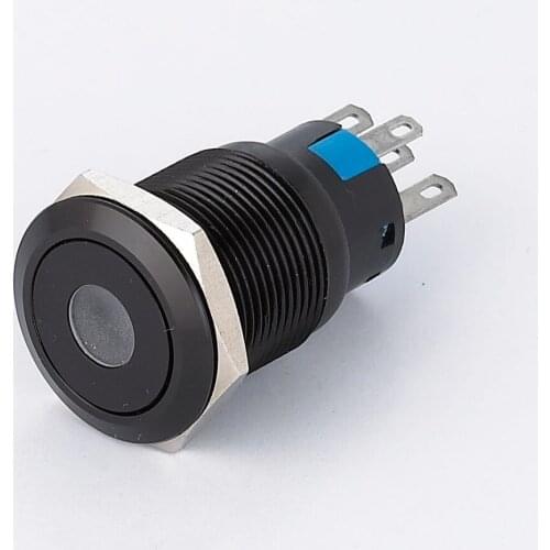 YUESHUN 19mm Black Oxidized Aluminum Illuminated Momentary Push Button Switches Electrical Equipment Dot LED Push Switch