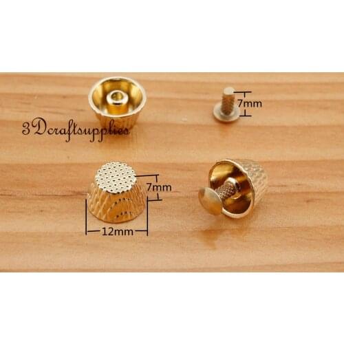Studs leather rivet bag clothing shoes screws style 20 sets 12mm light gold CK20