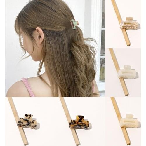 High Quality Geometric Acetate Hair Claws Large Square Hair Crabs Clip Leopard Grain Hair Clamps For Women Hair Accessories