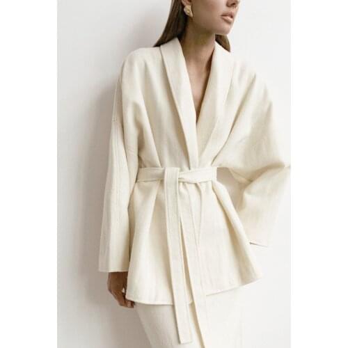 Fleece Women Zaraing 2021 Spring Coat Like Bathrobe With Bandage High Quality Solid Turn Down Collar Streetwear Causal Ladies