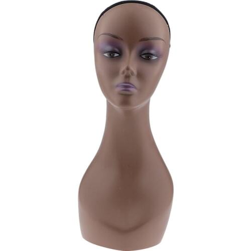 Female Mannequin Manikin Model Head Wig Cap Jewelry Hat Display Holder Stand Coffee Color Wig Stand Training Head