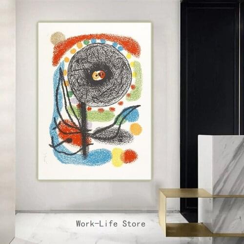 Joan Miro《The Lizard with the Golden Plumes》Surrealism Canvas Oil Painting Picture Background Wall Decor Home Decoration