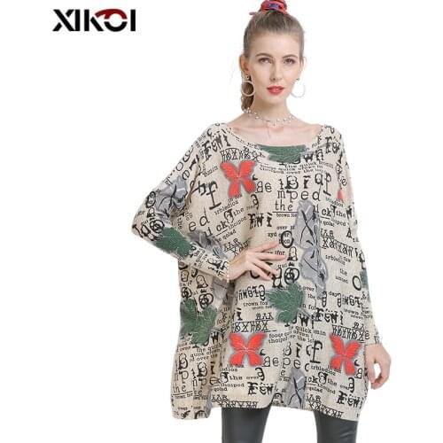 XIKOI Winter Oversized Sweaters For Women Warm Long Pullover Dresses Fashion Letter Print Jumper Knitted Sweaters Pull Femme