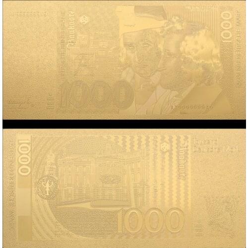 VNFURU Deutsche Mark Gold Banknotes 24K Gold Banknote Creative500 Currency BillNote Art Low Price Gold Foil Banknote For Souveni