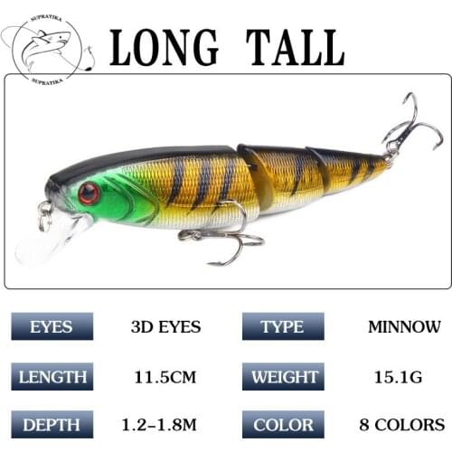 1Pcs 11.5cm/15g Sea Fishing Minnow Lures Multi Jointed Hard Bait Lifelike Crankbait Artificial Wobblers 2 Segments Swimbait