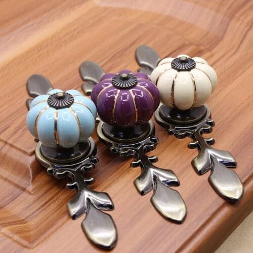 1 Pcs Ceramic Handles and Handle Pumpkin Shape Pull Cabinet Door Lovely Childrens Furniture Drawer Cabinet Hardware Handles