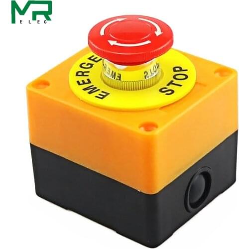 1PCS Plastic Shell Red Sign Push Button Switch DPST Mushroom Emergency Stop Button SwitchAC 660V 10A NO+NC LAY37-11ZS