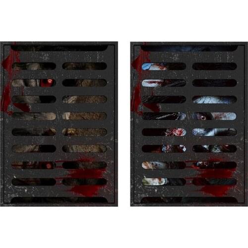 2pcs ​Halloween 3D Horror Stickers Ghost Under The Sewer Scary Visual Stickers Floor Sticker For Terrace Front Door Entrance