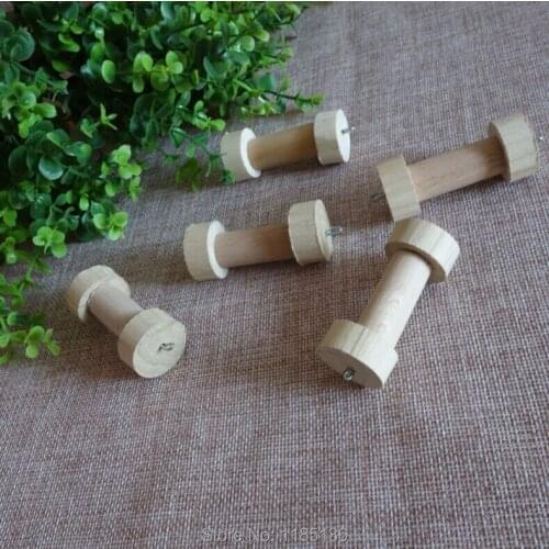 2 Pcs Natural New Style Parrot Toy Dumbbell Toys Wooden Pet Supplies Birds Hamsters Paw Toy Claw Chew Toy D183