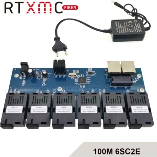3A 3B Fast Ethernet 10/100M Ethernet Switch Fiber 6 Port SC 20KM 2 UTP RJ45 Fast Erhetnet Fiber Optical Switch With Power