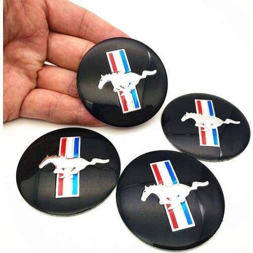 4pcs 56.5mm Mustang Horse logo aluminum car emblem Wheel Center Hub sticker Rim badge For Ford Car styling Accessories