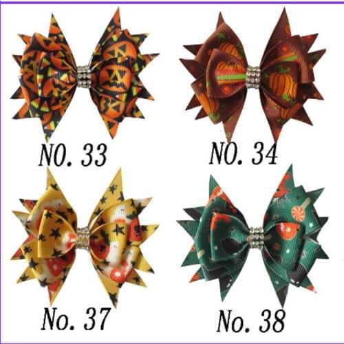 50 BLESSING Girl 3.5" Halloween Stylish Hair Bow Clip Snowman Santa Snow