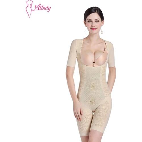Atbuty Bodysuit Body Shaper Graphene Negative Ions Caffeine Power Stone Waist Trainer Seamless Postpartum Recovery Underwear