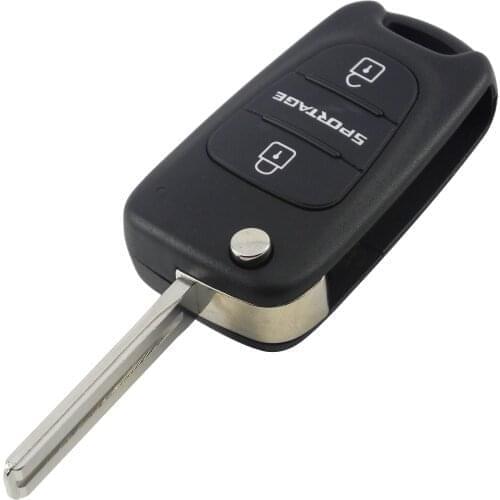 Bilchave 3 Buttons Flip Folding Car Remote Key Shell For Kia Sportage With Uncut Toy40 Blade Replacement