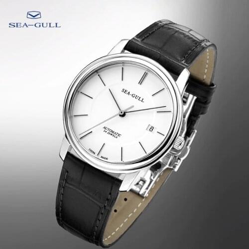 Seagull watch ultra-thin mens simple belt single calendar waterproof mens watch automatic mechanical watch M201SG