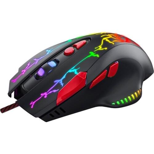 G550 Gaming Mouse USB Wired RGB Backlight Ergonomic Gamer Mouse 4 Gears 6400DPI Adjustable 8 Buttons Computer Mice