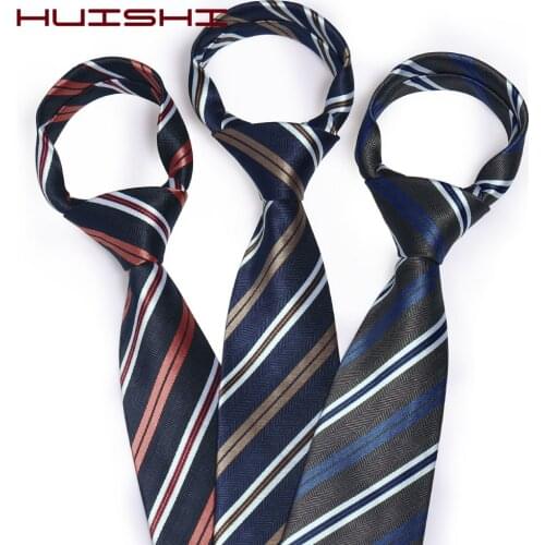 HUISHI Man Suits Tie Dark Blue White Pink Striped Luxury Neck Tie Bussiness For Men Formal Wedding Party Blue Tie Male Gift