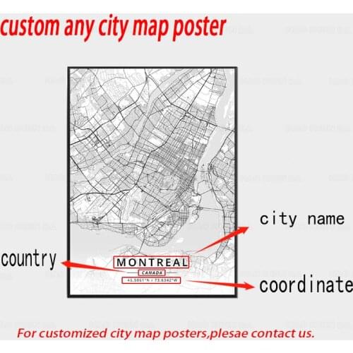 Custom City Map Any City Personalized Map Print Customized Map Canvas Prints Canvas Art Poster Oil Paintings No Frame and Frame