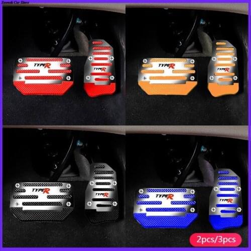 2 Pcs Non-Slip Thickened Stainless Steel Car Pedal Cover Set Kit Pedali Red/Blue/Silver Car Styling Foot Pedal Modification Auto