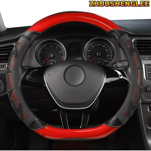 ZHOUSHENGLEE Microfiber Leather Car Steering Wheel Cover For Mitsubishi ASX Outlander Lancer Pajero L200 Mirage Triton Attrage