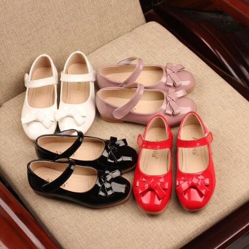 Spring Autumn Girls Bow Tie Shoes Kids Candy Color Sneakers Children PU Leather Shoes kids School Shoes Girls Princess Sneakers