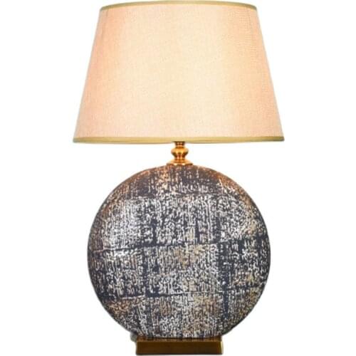 American Style Fashion Retro Round Ceramic Table Lamp For BedRoom Bedside Living Room Foyer Study Desk Reading Night Light LD170