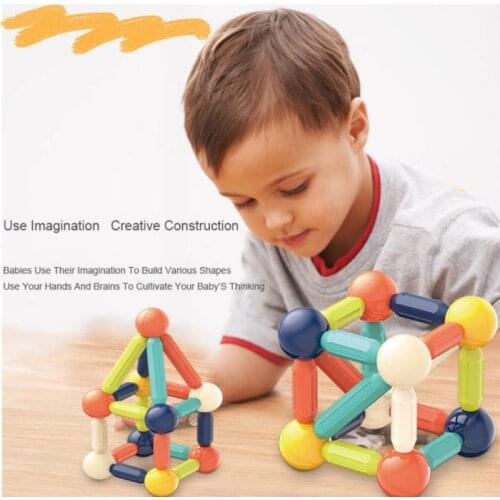 DIY Magnetic Construction Set Magnetic Balls Rods 26/36/42/64 Pcs Building Blocks Early Educational Children Toys Gift For Kids