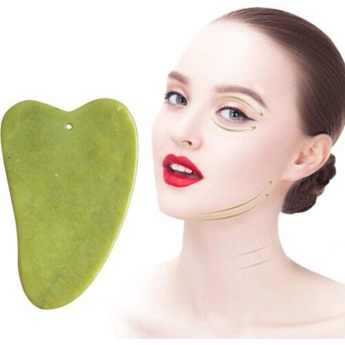 Green Guasha Jade Face Scraper Massager Acupuncture Gua Sha Board Face Acupoint Eye Neck Care SPA Skin Lifting Massaging Tool