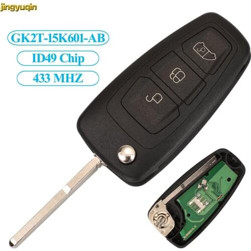 Jingyuqin Remote Car Key Fob Control 433MHZ ID49/4D83 Chip For Ford Tourneo Custom GK2T-15K601-AB/BK2T-15K601-AC Aftermarket 3BT