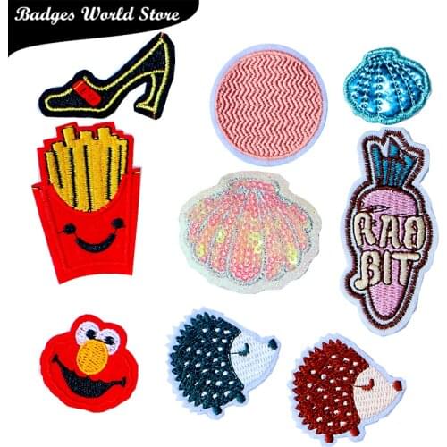 Cartoon Anime Decorative Patch Hedgehog Shell Carrot Icon Embroidered Applique Patches For DIY Iron on Badges on the Backpack