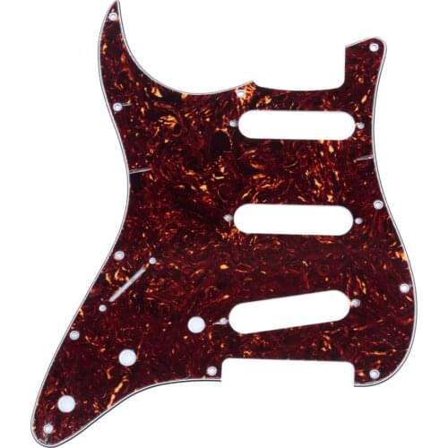 Musiclily SSS 11 Hole Left Handed Strat Guitar Pickguard for Fender USA/Mexican Made Standard Stratocaster Style, 4Ply Tortoise