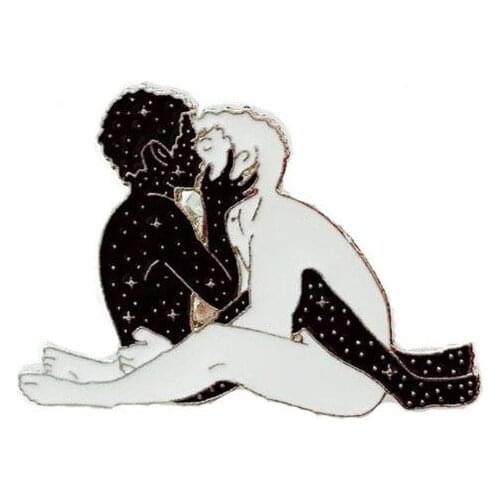 Man and Man Kissing Pins Embrace Gay Love is Love Couples Lovers White Black Men Love Brooch Badges Superhero Jewelry